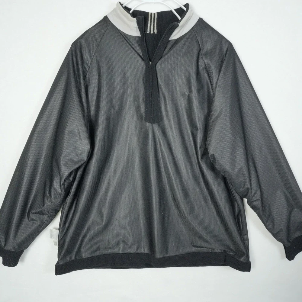 Adidas VTG 2003 Wool Knit Pullover Baggy Sweater Men's XL Black Lined 1/4 Zip‎